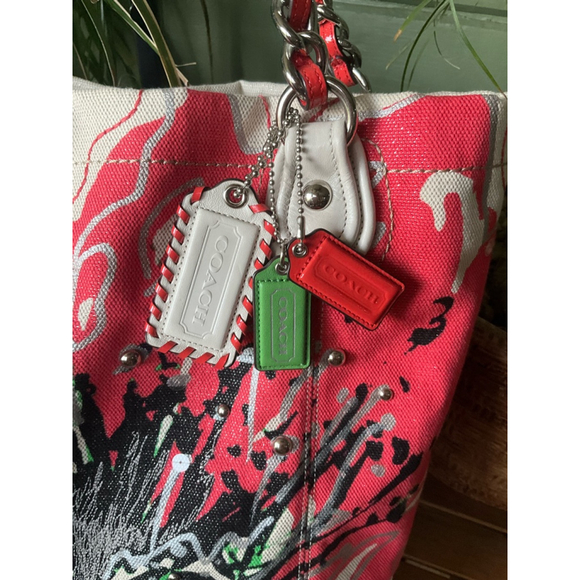 Coach Poppy Flower Whipstitch Light Khaki Duffel Bucket Large Tote LMTED ED - Picture 2 of 11